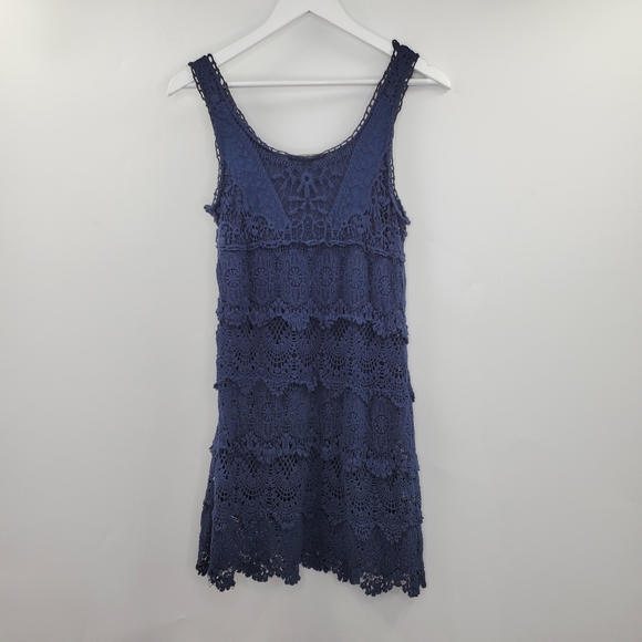 Staring at Stars Dresses & Skirts - UO Staring At Stars Blue Crochet Boho Dress Tiered